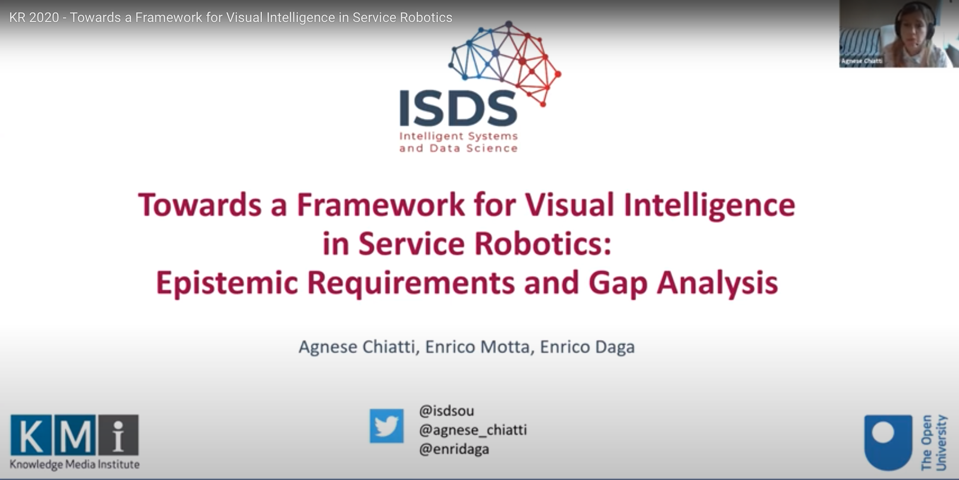 Presentation title: Towards a Framework for Visual Intelligence in Service Robotics: Epistemic Requirements and Gap Analysis