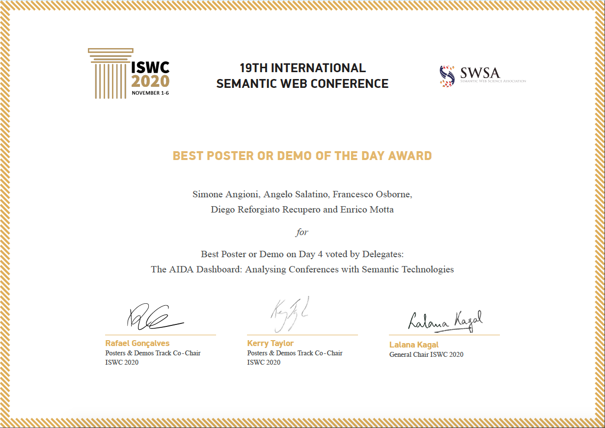 ISWC2020 – Best Demo of the Day Award