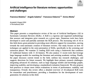 Artificial Intelligence for Literature Reviews: Opportunities and Challenges